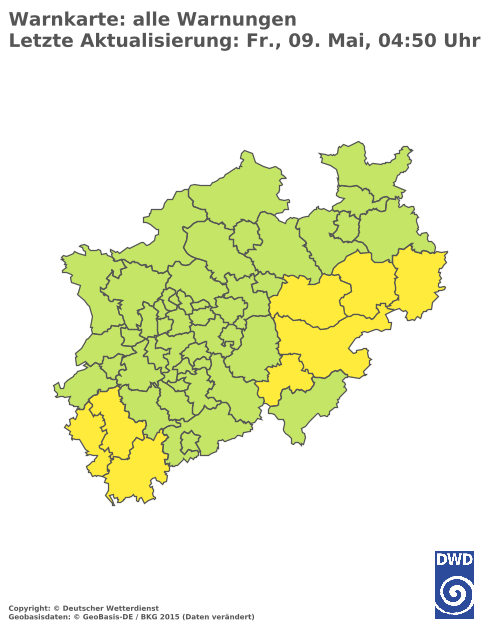 Aktuelle Wetterwarnungen für  Hochsauerlandkreis