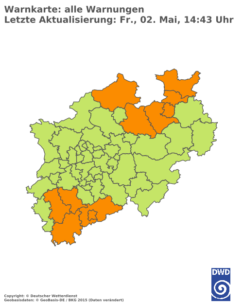 Aktuelle Wetterwarnungen für  Hochsauerlandkreis