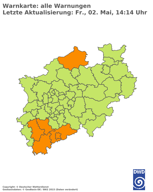 Aktuelle Wetterwarnungen für  Hochsauerlandkreis