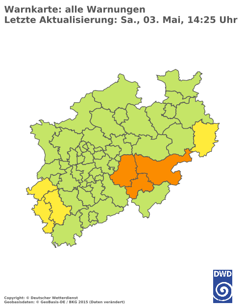 Aktuelle Wetterwarnungen für  Hochsauerlandkreis