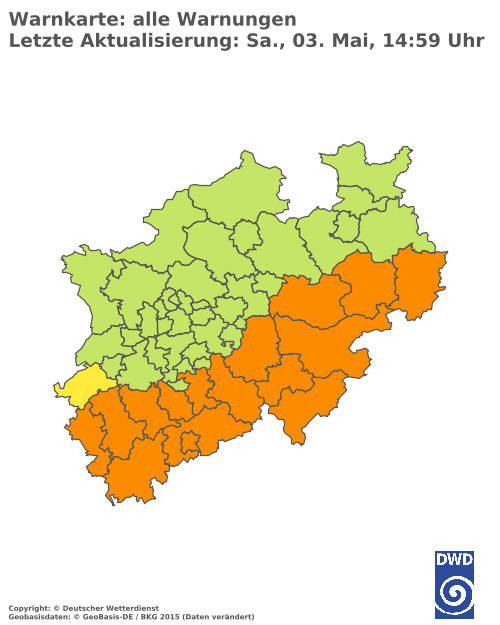 Aktuelle Wetterwarnungen für  Hochsauerlandkreis