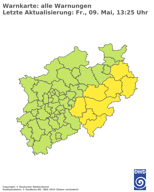 Aktuelle Wetterwarnungen für  Hochsauerlandkreis