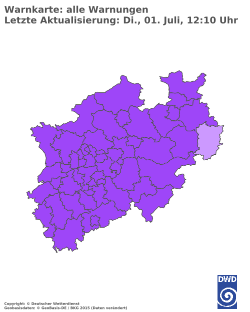 Aktuelle Wetterwarnungen für  Hochsauerlandkreis