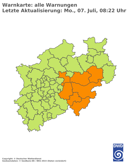 Aktuelle Wetterwarnungen für  Hochsauerlandkreis