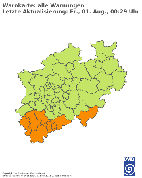 Aktuelle Wetterwarnungen für  Hochsauerlandkreis