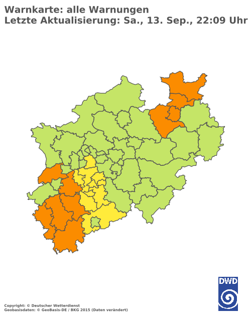 Aktuelle Wetterwarnungen für  Hochsauerlandkreis