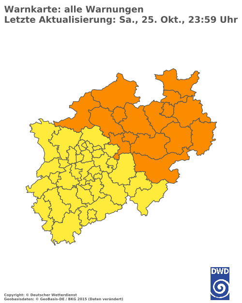 Aktuelle Wetterwarnungen für  Hochsauerlandkreis
