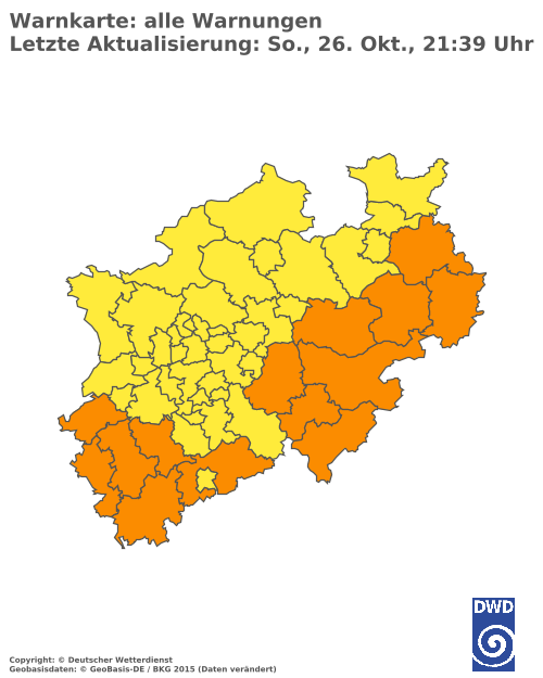 Aktuelle Wetterwarnungen für  Hochsauerlandkreis