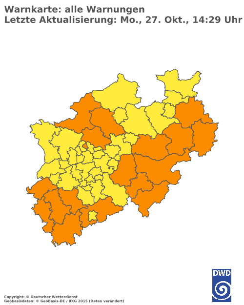 Aktuelle Wetterwarnungen für  Hochsauerlandkreis