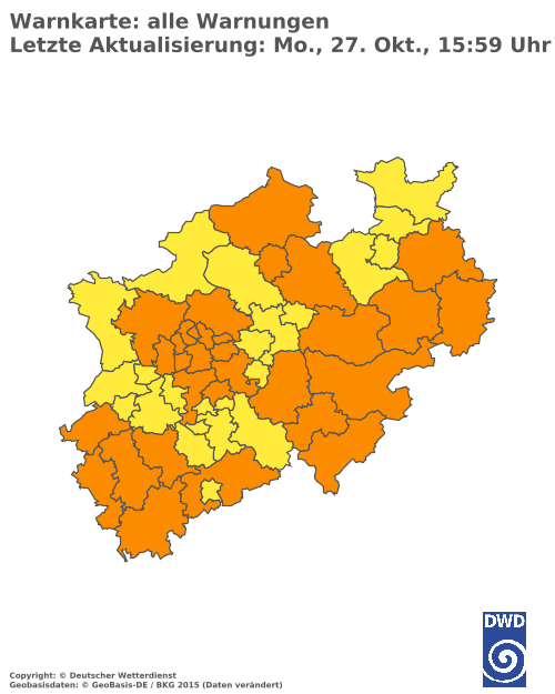 Aktuelle Wetterwarnungen für  Hochsauerlandkreis