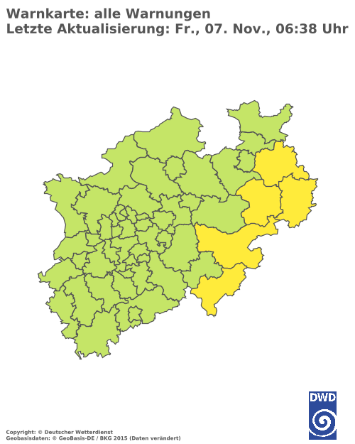 Aktuelle Wetterwarnungen für  Hochsauerlandkreis