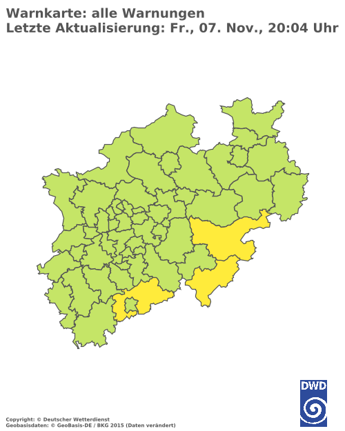 Aktuelle Wetterwarnungen für  Hochsauerlandkreis