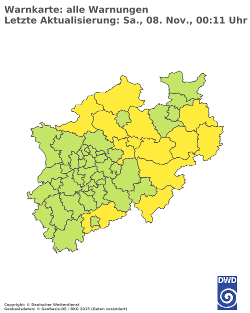 Aktuelle Wetterwarnungen für  Hochsauerlandkreis