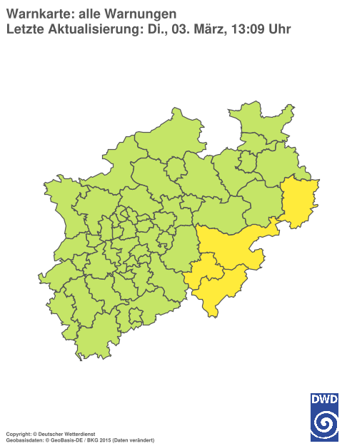 Aktuelle Wetterwarnungen für  Hochsauerlandkreis
