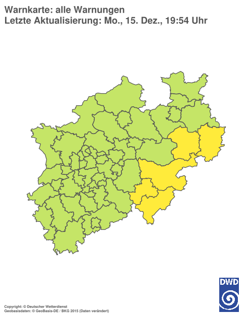 Aktuelle Wetterwarnungen für  Hochsauerlandkreis