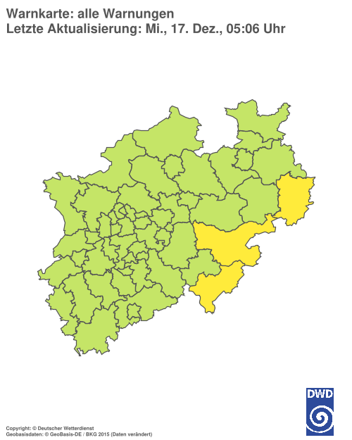 Aktuelle Wetterwarnungen für  Hochsauerlandkreis